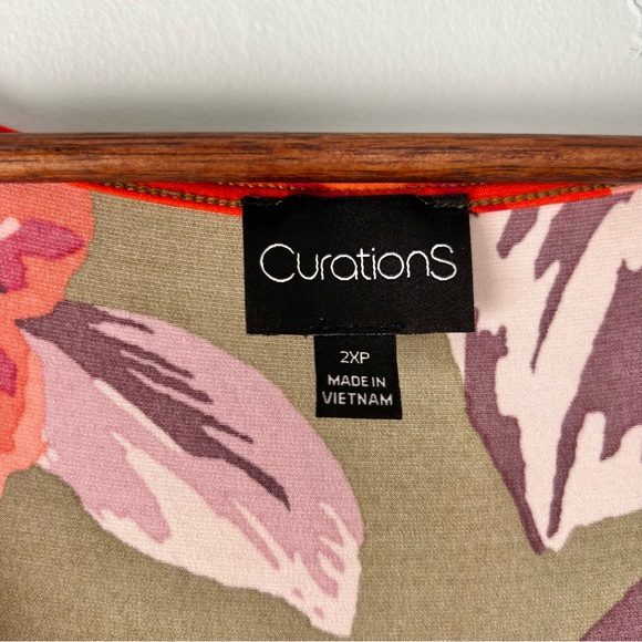 Curations Faux Wrap Floral Maxi Dress 2XP Elastic Waist 3/4 Sleeve 091224 - Picture 3 of 11